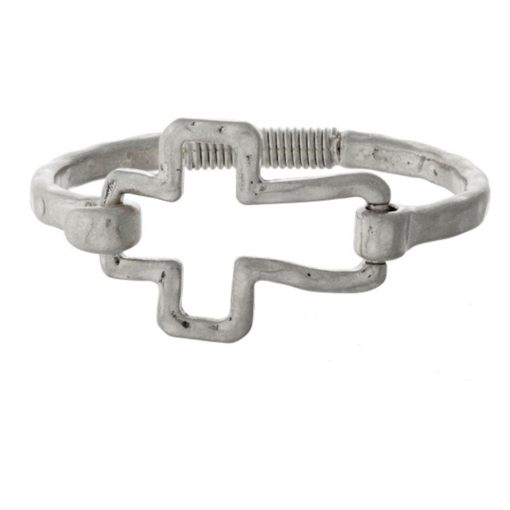 Hammered Cross Bracelet